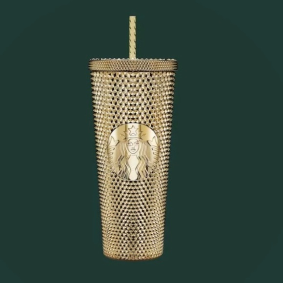 Starbucks Other - Starbucks Gold Studded Tumbler 2022 Winter Holiday Bling 24oz Venti Bedazzled